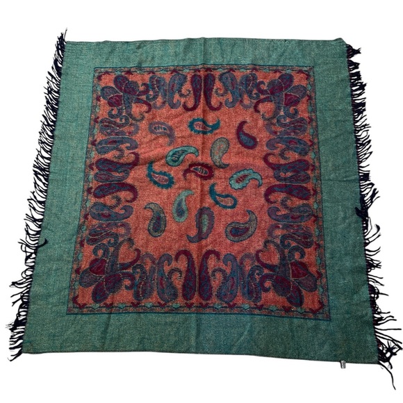 Paisley colorful square Shaw scarf made in turkey - Picture 2 of 4